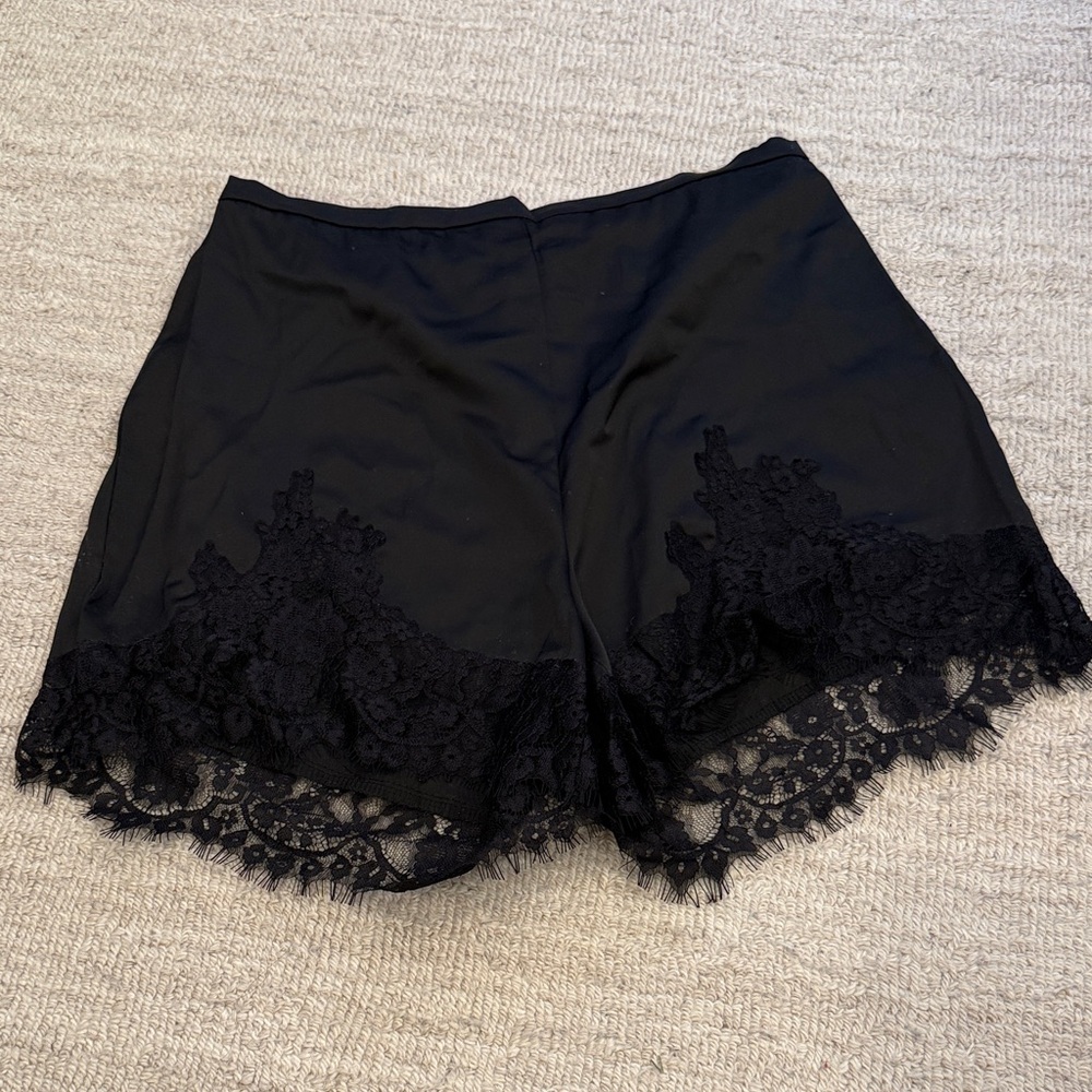 Black Lace Trim Shorts